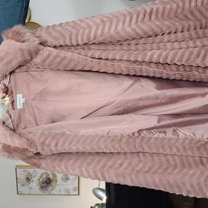 Blush pink Avenue faux fur coat